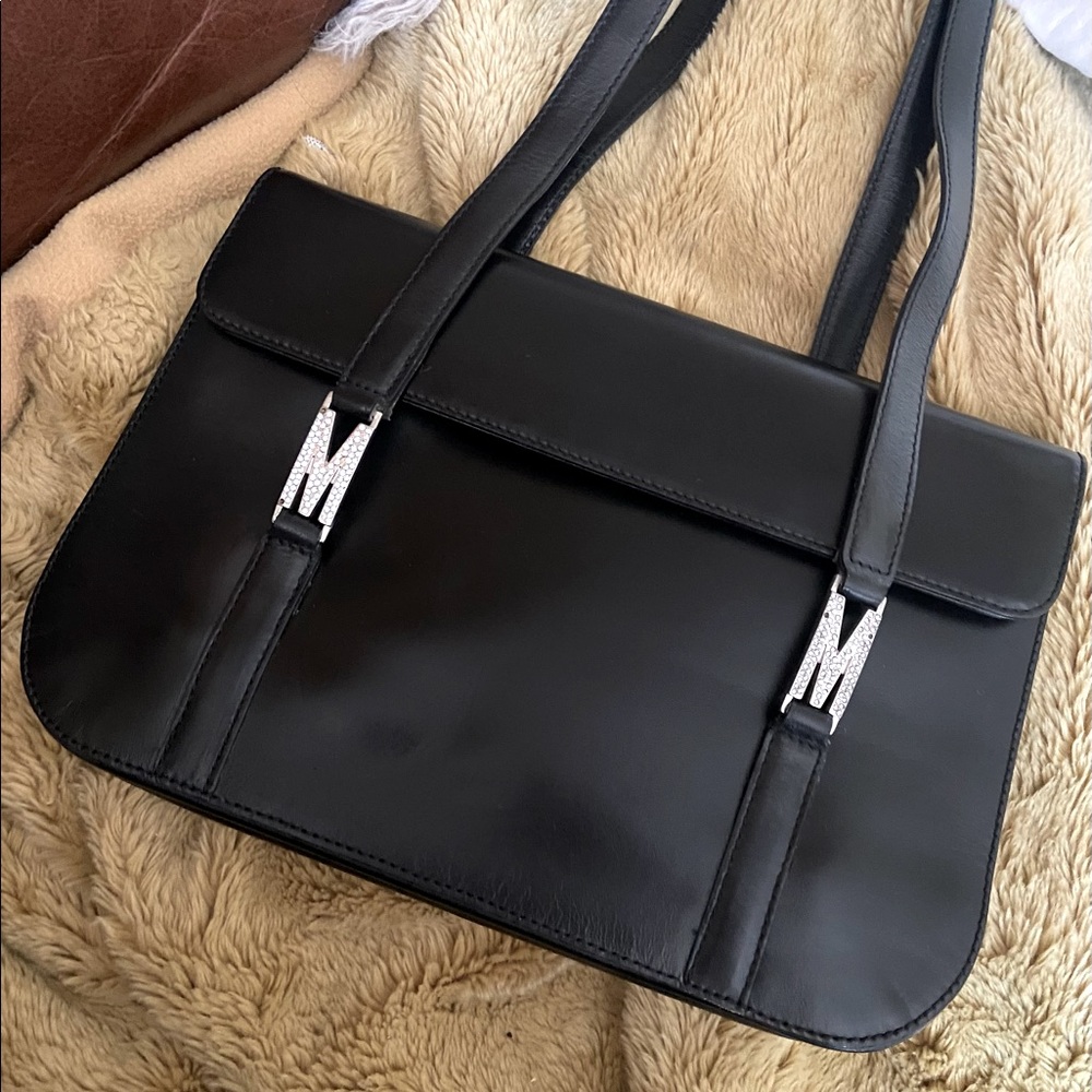MOSCHINO rhinestones & leather shoulder bag